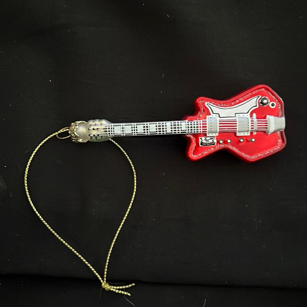 Vintage glass, Christmas guitar ornament